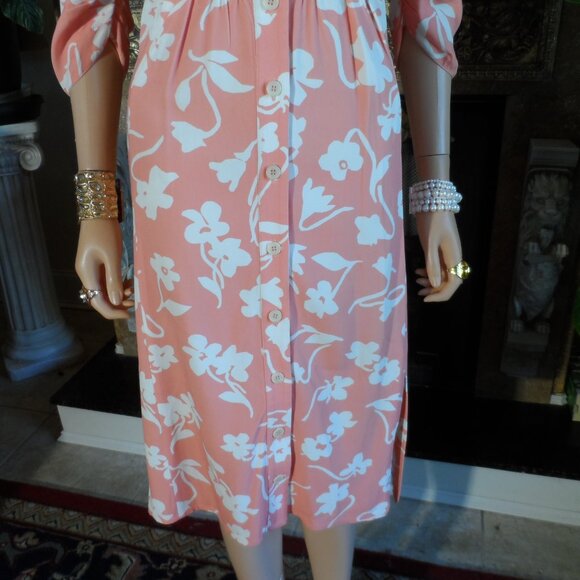 Altuzarra Soft Peach/White Floral Print Shirt Dress Size IT 40 - US 8 - Picture 13 of 16